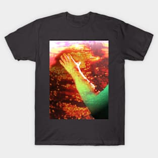 Digital collage and special processing. Ugly close up, amazing on distance. Mesmerizing. Hand, view. Life and death. T-Shirt